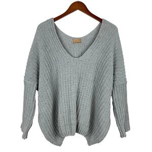 Pol Sweater Oversized Chunky Knit Grey Chenille Slouchy Pullover Women's M